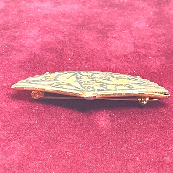 Vintage Spanish Damascene Fan Brooch - Picture 4 of 5